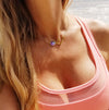 Fish Hook Necklace with Mermaid Scale Gem
