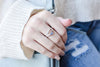 Sterling Silver Hook Ring with Blue Cubic Zirconia