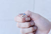 Sterling Silver Hook Ring with Blue Cubic Zirconia