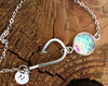 Fish Hook Necklace with Mermaid Scale Gem