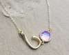 Fish Hook Necklace with Mermaid Scale Gem