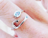 Sterling Silver Hook Ring with Blue Cubic Zirconia