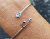 Sterling Silver Hook Ring with Blue Cubic Zirconia