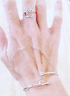 Sterling Silver Hook Ring with Blue Cubic Zirconia